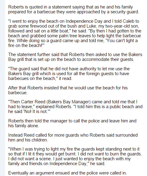 Beach Harassment at Bakers Bay