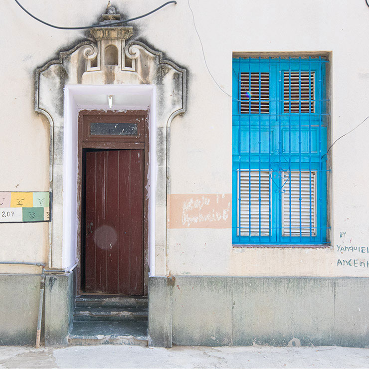 Door and Blue Window in Havana, Cuba