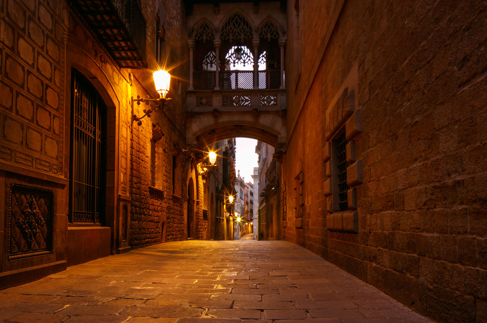 Double Arch on Carrer del Bisbe Street in Barcelona