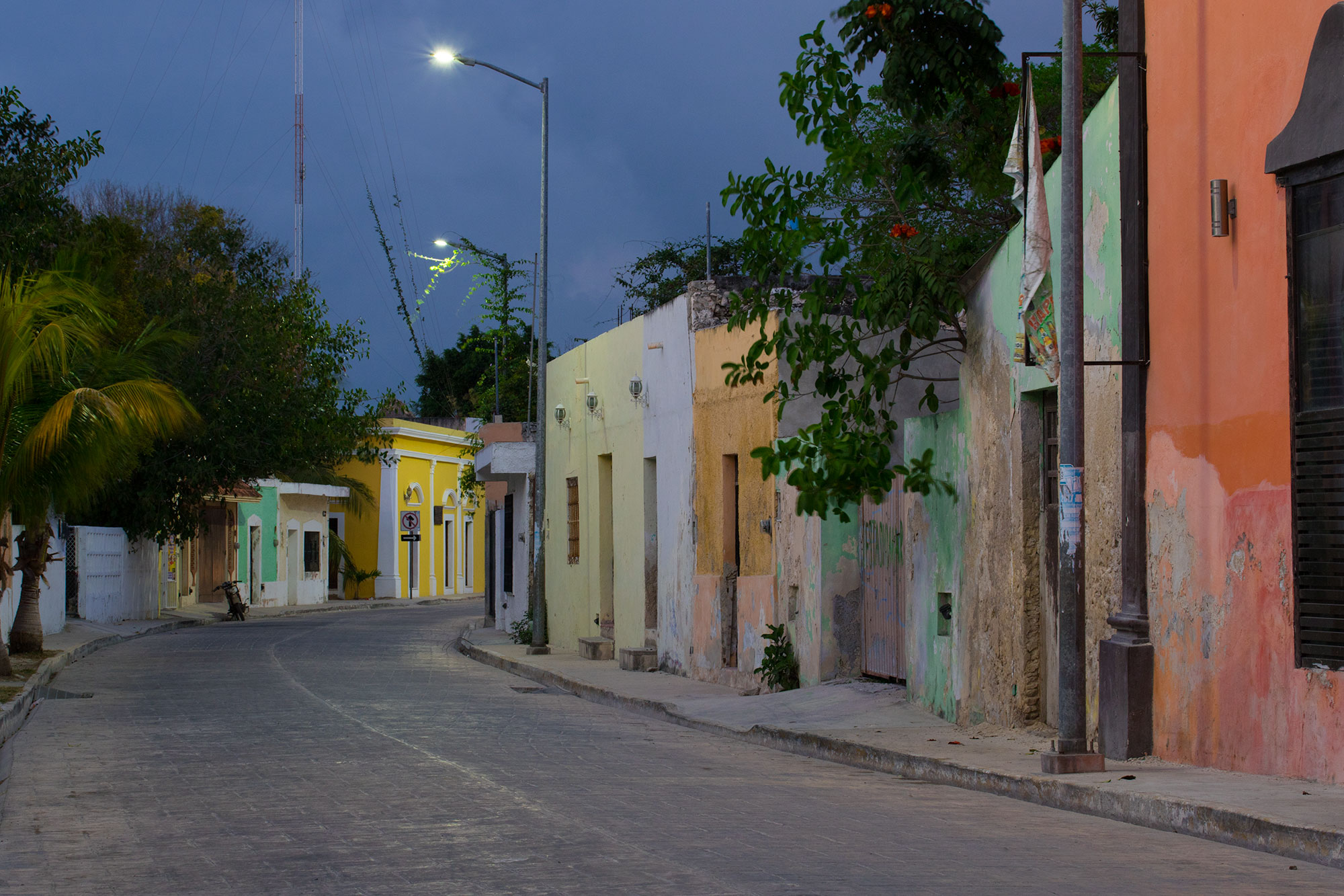 A quiet street in Celestún, Yucatan, Mexico