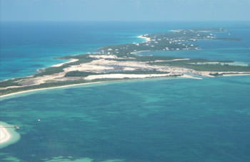 Image of Bakers Bay from airplane shows devastation of woodlands and mangroves
