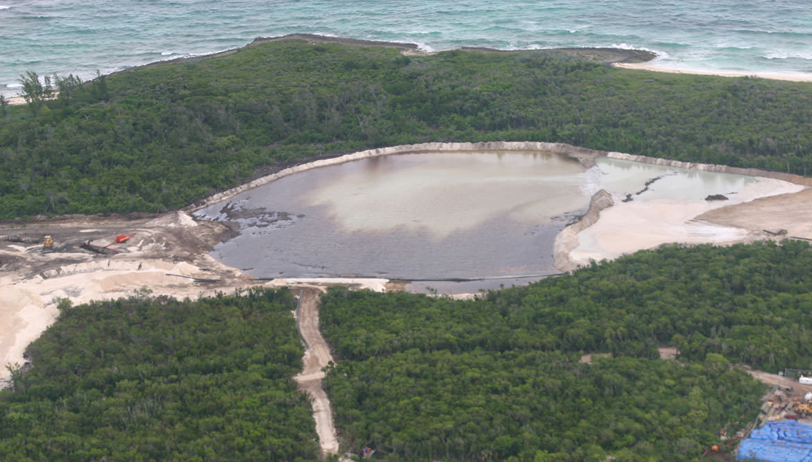 Mangroves of Guana Cay being destroyed to build a marina for Bakers Bay.