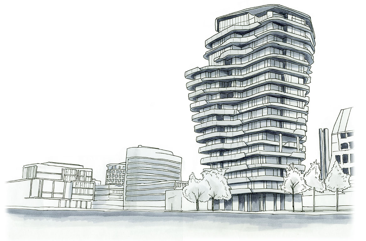 Marco Polo Building, Hafen, Hamburg Sketch