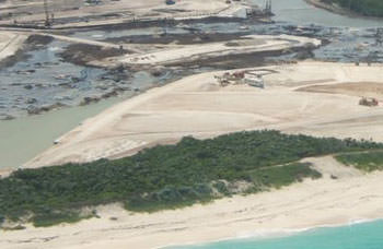 Image of marina at Bakers Bay from airplane