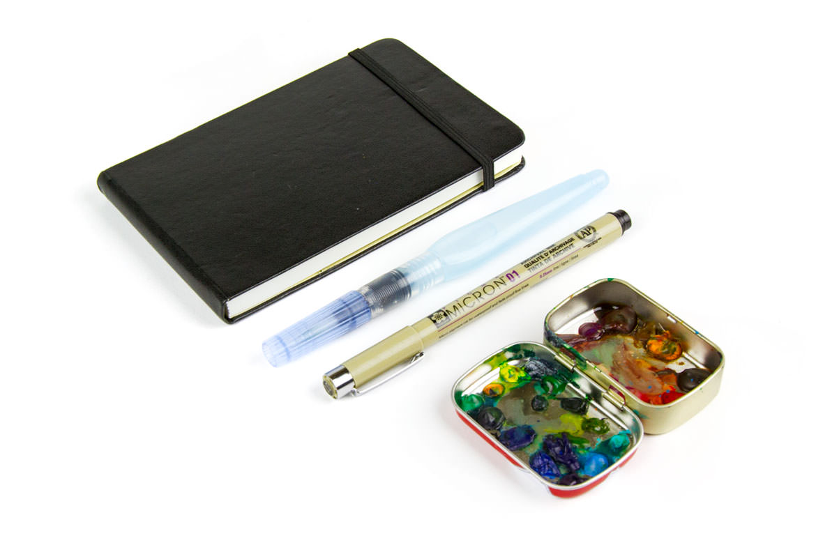 Watercolor tin and travel sketchbook