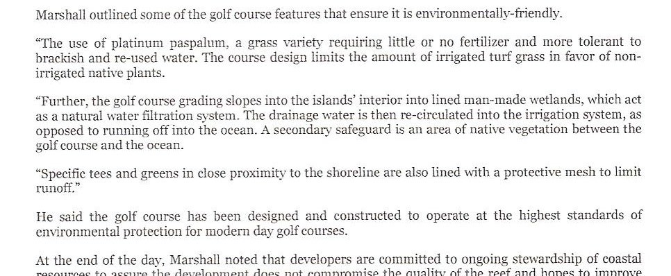 Quote from Livinston Marsh, Bakers Bay Senior Vice President