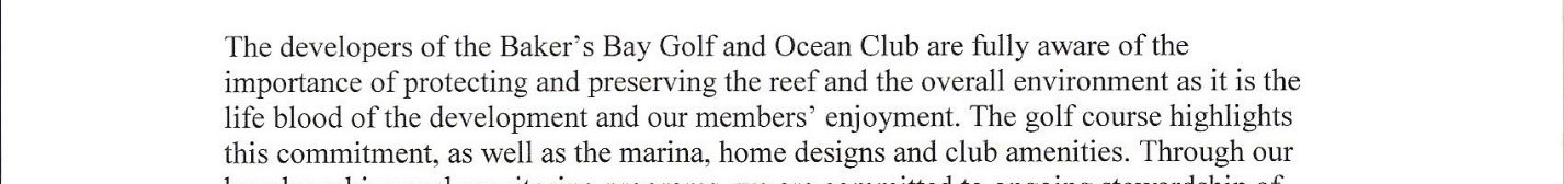 Press Release from Bakers Bay includes greenwashing