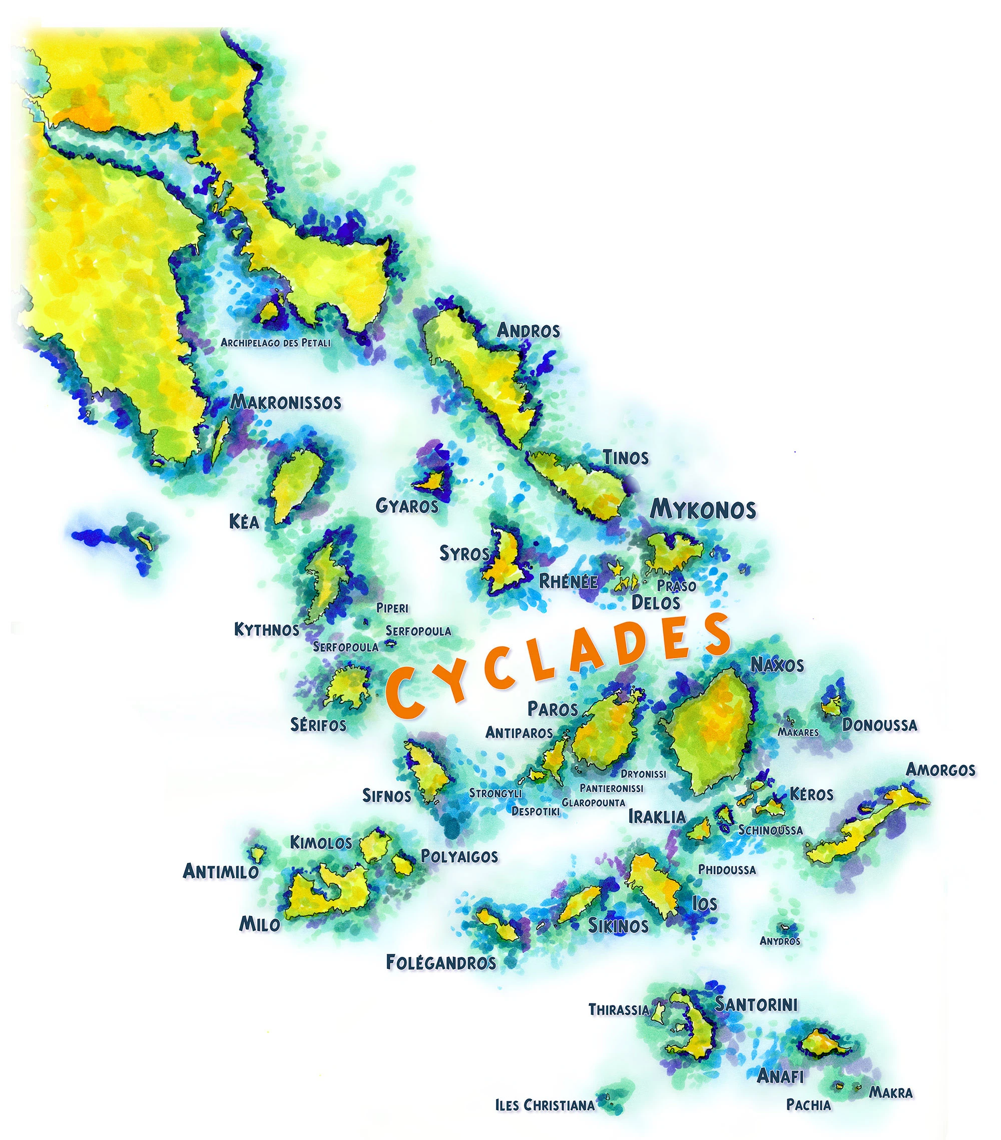 Map of the Cyclades Islands