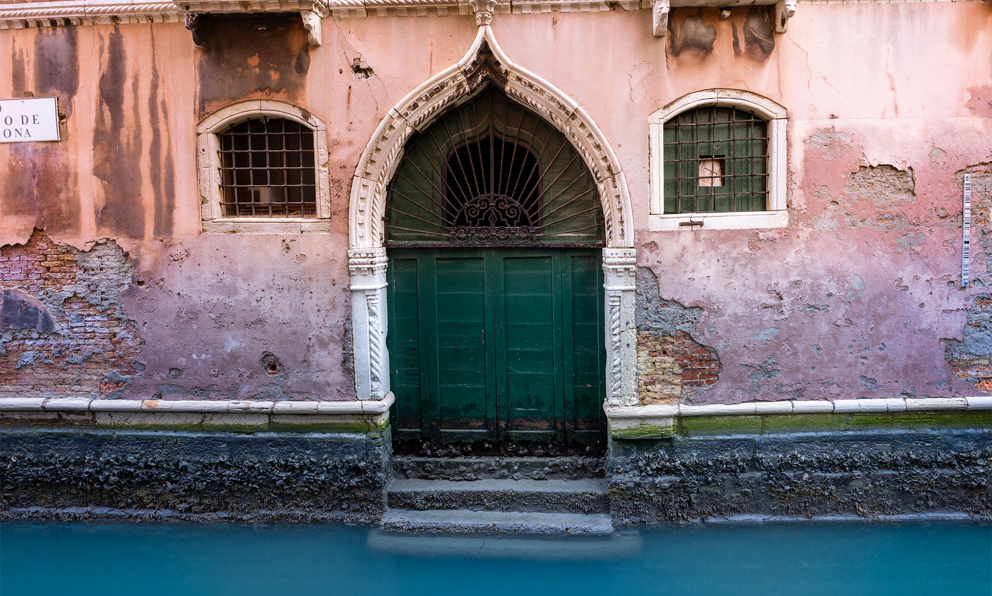 Green Venetian Canal Door
