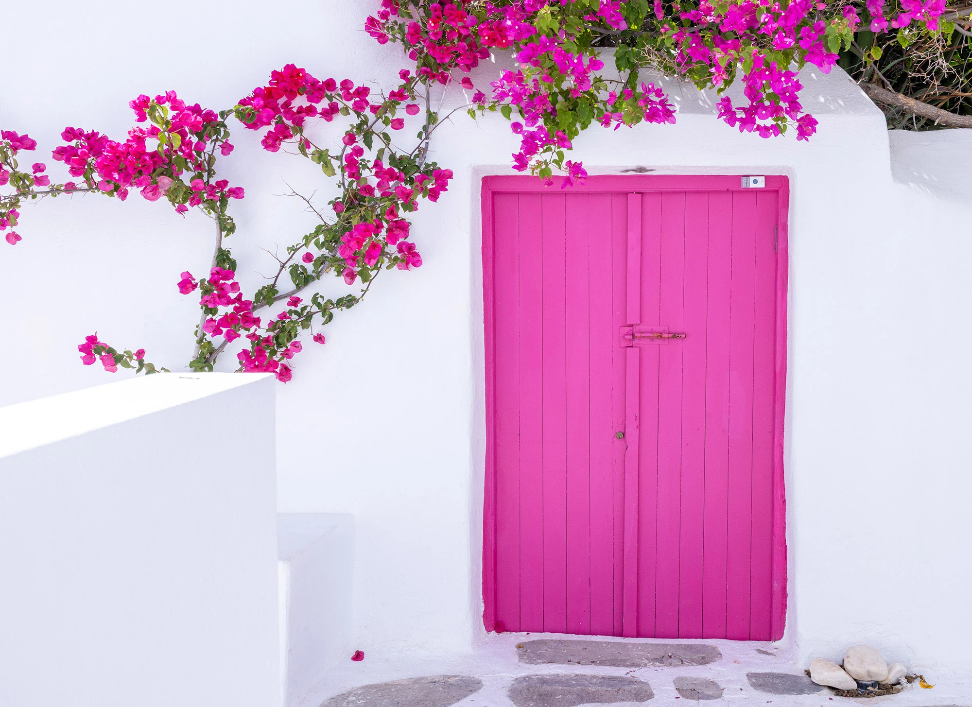 Pink door in Naoussa, Paros